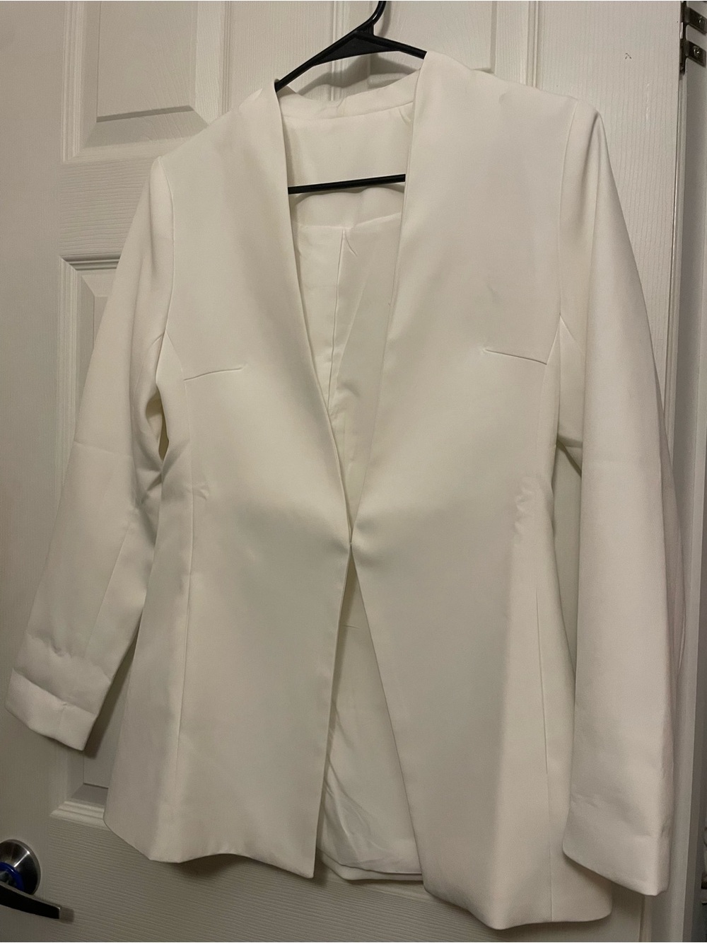 Women's White Open-Front Shawl Collar Blazer Jacket
